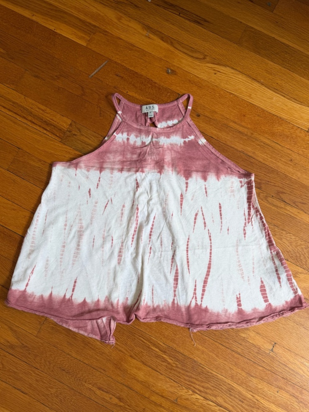 ABS by Allen Schwartz Pink & White Tie-Dye Halter Tank Small